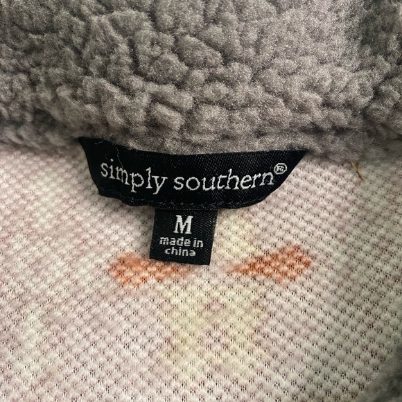 Simply Southern Aztec Gray Sweatshirt Shacket Jacket Sherpa Fleece Medium - Picture 5 of 16